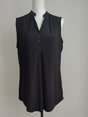 PerSeption Concept Black Sleeveless Henley Camisole